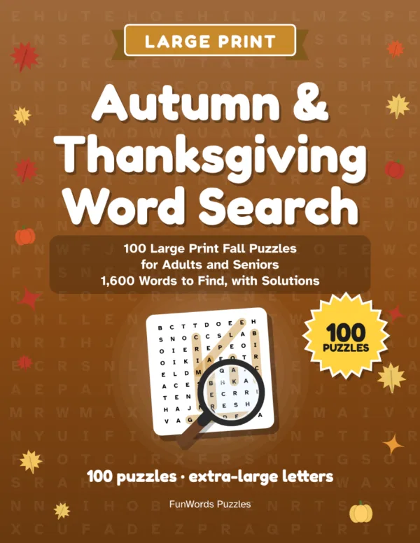 Autumn & Thanksgiving Word Search: 100 Large Print Puzzles: Cover