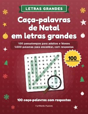 Caça-palavras de Natal em letras grandes: 100 passatempos para imprimir (PDF)