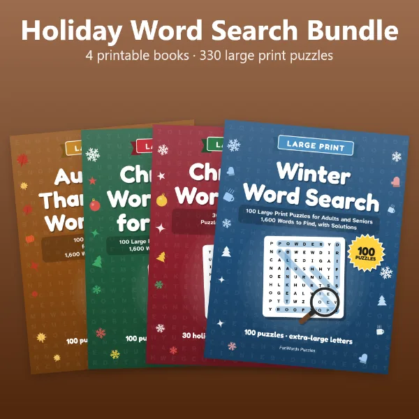 Holiday Word Search Bundle: 330 Large Print Puzzles for Autumn, Christmas and Winter (Printable PDF)
