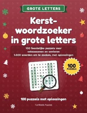 Kerstwoordzoeker in grote letters: 100 puzzels om te printen (PDF)