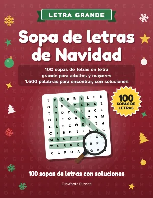 Sopa de letras de Navidad: 100 sopas de letras en letra grande para imprimir (PDF)