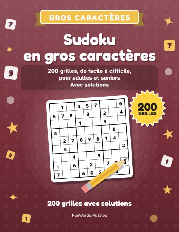 Sudoku en gros caractères : 200 grilles à imprimer (PDF): Couverture