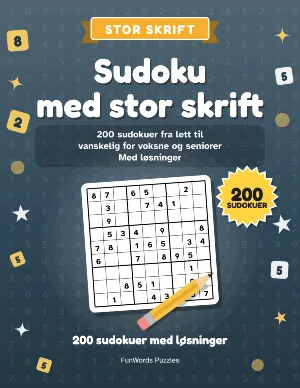 Sudoku med stor skrift: 200 sudokuer for utskrift (PDF)