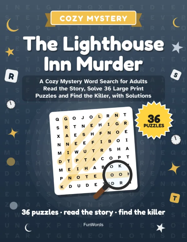 The Lighthouse Inn Murder: A Cozy Mystery Word Search for Adults – 36 Large Print Puzzles (Printable PDF): Cover