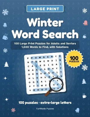 Winter Word Search: 100 Large Print Puzzles (Printable PDF)