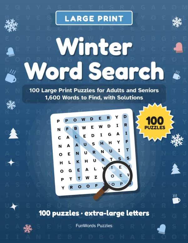 Winter Word Search: 100 Large Print Puzzles (Printable PDF): Cover